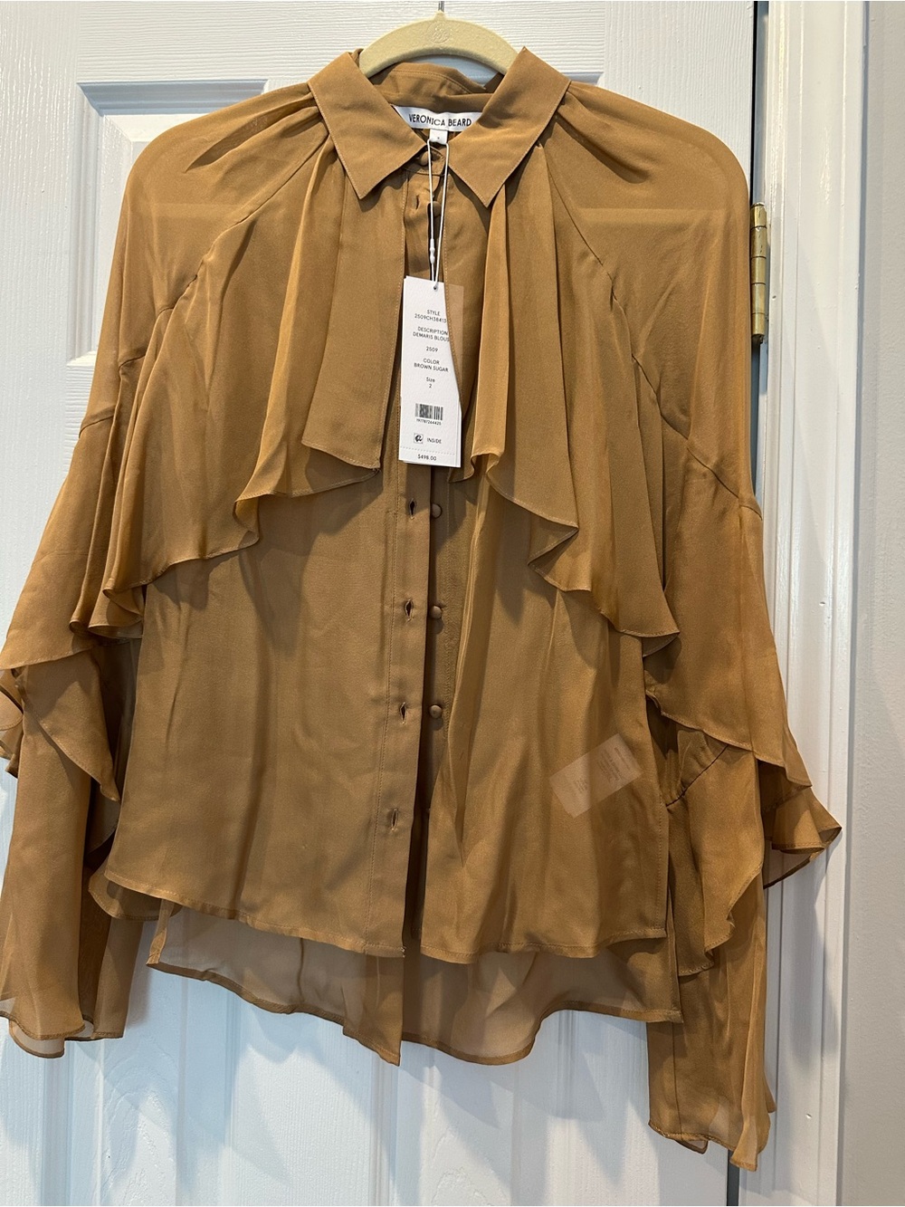 Veronica Beard Brown Sugar Demaris Blouse - Picture 3 of 4